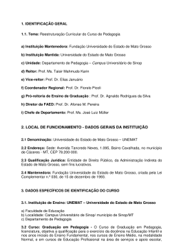 Projeto Pedag&oacute;gico Pedagogia 2007