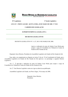 52&ordf; Legislatura 2&ordf; Sess&atilde;o Legislativa CADERNO DE LEGISLA&Ccedil;&Atilde;O