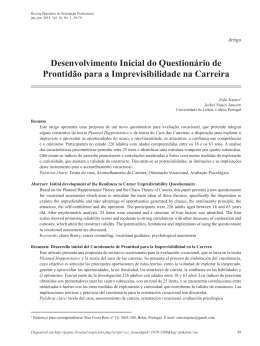 Desenvolvimento Inicial do Question&aacute;rio de Prontid&atilde;o