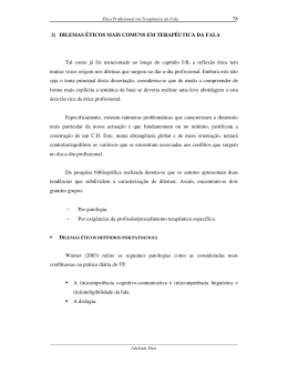 78 2) DILEMAS &Eacute;TICOS MAIS COMUNS EM TERAP&Ecirc;UTICA DA