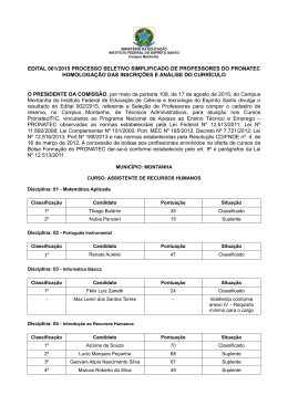 Resultado Edital 001-2015 - Campus Montanha