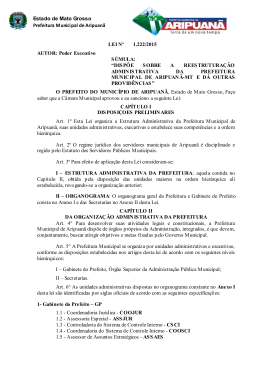 Leis n&ordm; 1222/2015 - Prefeitura Municipal de Aripuan&atilde;