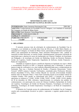 PARECER HOMOLOGADO(*) - Minist&eacute;rio da Educa&ccedil;&atilde;o