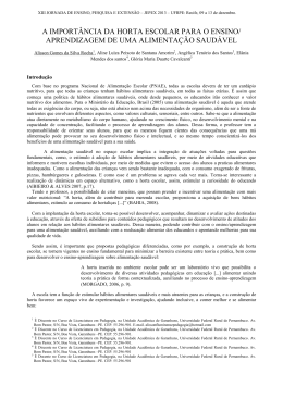 A IMPORT&Acirc;NCIA DA HORTA ESCOLAR PARA O ENSINO
