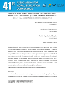 Forma&ccedil;&atilde;o moral de educador/cuidador para educa&ccedil;&atilde;o moral de