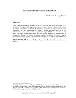 PSICANALISTA: PROFISS&Atilde;O IMPOSS&Iacute;VEL