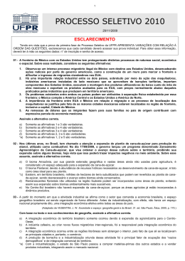 PROCESSO SELETIVO 2010 - NC
