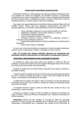 EXPORTA&Ccedil;&Atilde;O TEMPOR&Aacute;RIA/REIMPORTA&Ccedil;&Atilde;O