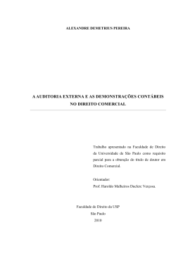 a auditoria externa e as demonstra&ccedil;&otilde;es cont&aacute;beis no direito comercial