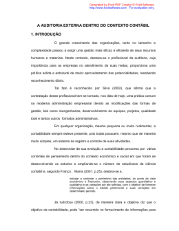 A AUDITORIA EXTERNA DENTRO DO CONTEXTO CONT&Aacute;BIL 1