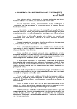 A IMPORT&Acirc;NCIA DA AUDITORIA FOCADA NO TERCEIRO SETOR