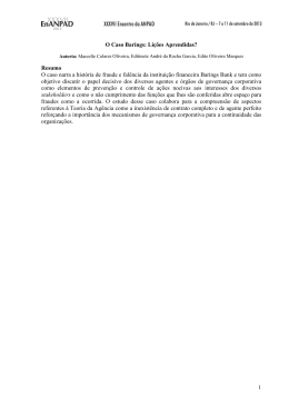 1 O Caso Barings: Li&ccedil;&otilde;es Aprendidas? Resumo O caso