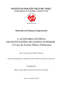 A AUDITORIA INTERNA EM INSTITUI&Ccedil;&Otilde;ES DE ENSINO SUPERIOR