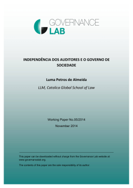 Independ&ecirc;ncia dos Auditores e o Governo de