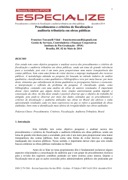 Procedimentos e crit&eacute;rios de fiscaliza&ccedil;&atilde;o e auditoria
