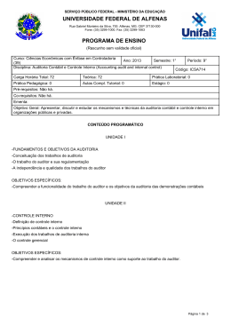 ICSA714 - Auditoria Cont&aacute;bil e Controle Interno - Unifal-MG