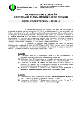 Edital PROEX/PROINEX &ndash; 011/2015