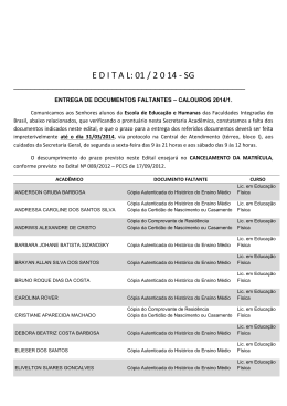 Edital 01/2014 - SG - ENTREGA DE DOCUMENTOS