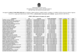 Divulga&ccedil;&atilde;o do RESULTADO PRELIMINAR dos candidatos