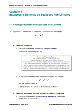 CapítuIo 5 ± Equações e Sistemas de Equações Não Lineares