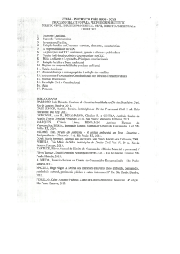 Direito Civil, Direito Processual Civil, Direito Ambiental e Coletivo