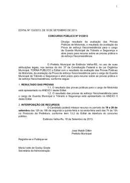 CONCURSO PÚBLICO Nº 01/2013 Divulga resultado da avaliação