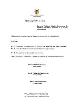 RESOLUÇÃO Nº. 694/2015 - Portal da Câmara Municipal de Ilhéus