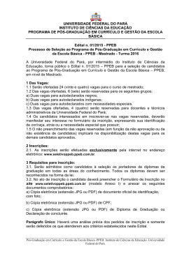 Edital n. 01/2015 - PPEB Processo de Sele&ccedil;&atilde;o ao