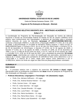 Edital do Processo Seletivo Discente 2016