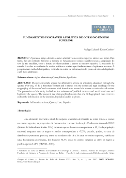 FUNDAMENTOS FAVOR&Aacute;VEIS &Agrave; POL&Iacute;TICA DE COTAS NO