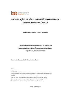 propaga&ccedil;&atilde;o de v&iacute;rus inform&aacute;ticos baseada em modelos biol&oacute;gicos