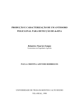PRODU&Ccedil;&Atilde;O E CARACTERIZA&Ccedil;&Atilde;O DE UM ANTISSORO