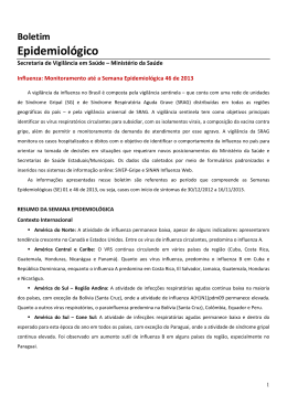 Influenza: Monitoramento at&eacute; a Semana Epidemiol&oacute;gica 46 de 2013