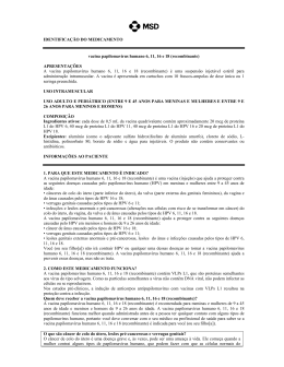 IDENTIFICA&Ccedil;&Atilde;O DO MEDICAMENTO vacina papilomav&iacute;rus