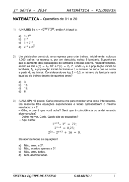 1ª Série – 2014 MATEMÁTICA – FILOSOFIA MATEMÁTICA