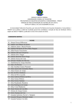 Resultado Parcial Isen&ccedil;&atilde;o Taxa Vestibular 2014