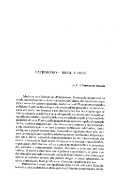PATRIMÓNIO _ RIEGL E HOJE