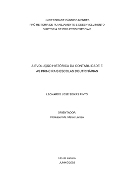 a evolu&ccedil;&atilde;o hist&oacute;rica da contabilidade e as principais escolas