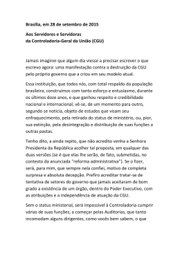 Manifesto de Jorge Hage pela manutenção da CGU com status de