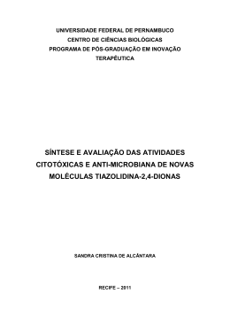 s&iacute;ntese e avalia&ccedil;&atilde;o das atividades citot&oacute;xicas e anti
