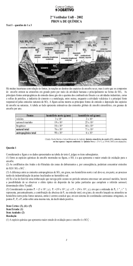 2&ordm; Vestibular UnB &ndash; 2002 PROVA DE QU&Iacute;MICA
