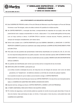 Prova - 1&ordm; Simulado - ENEM - 1&ordf; Etapa