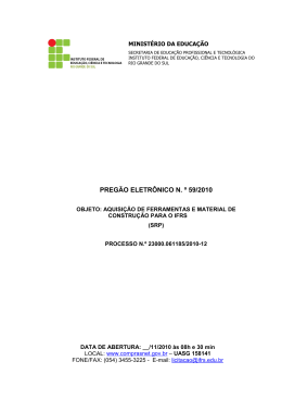 Preg&atilde;o Eletr&ocirc;nico 59 2010 - SRP Aquisi&ccedil;&atilde;o de ferramentas e