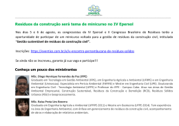 Resíduos da construção será tema de minicurso no IV Epersol