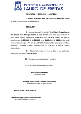 PORTARIA &ndash; GAPRE N&ordm; 239/2014 O PREFEITO MUNICIPAL DE