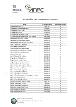 LISTA UNIT&Aacute;RIA FINAL DOS CANDIDATOS EXCLU&Iacute;DOS Andr&eacute;