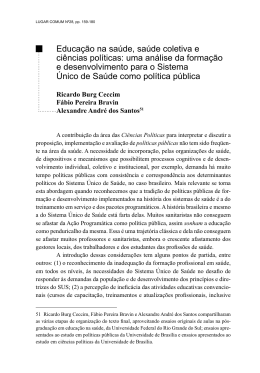 Educa&ccedil;&atilde;o na sa&uacute;de, sa&uacute;de coletiva e ci&ecirc;ncias pol&iacute;ticas: uma