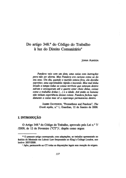 Do artigo 348.° do Código do Trabalho à luz do Direito Comunitário*
