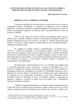 efeitos da recupera&ccedil;&atilde;o judicial e da fal&ecirc;ncia