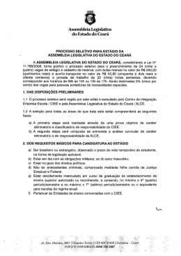 Confira o edital da sele&ccedil;&atilde;o - Assembleia Legislativa do Estado do
